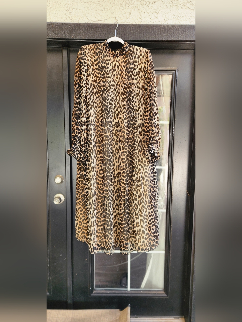 Ganni Women's Leopard Print Midi Dress in Brown - Picture 6 of 7